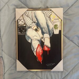 Chic Fashion Illustration with Red Heels